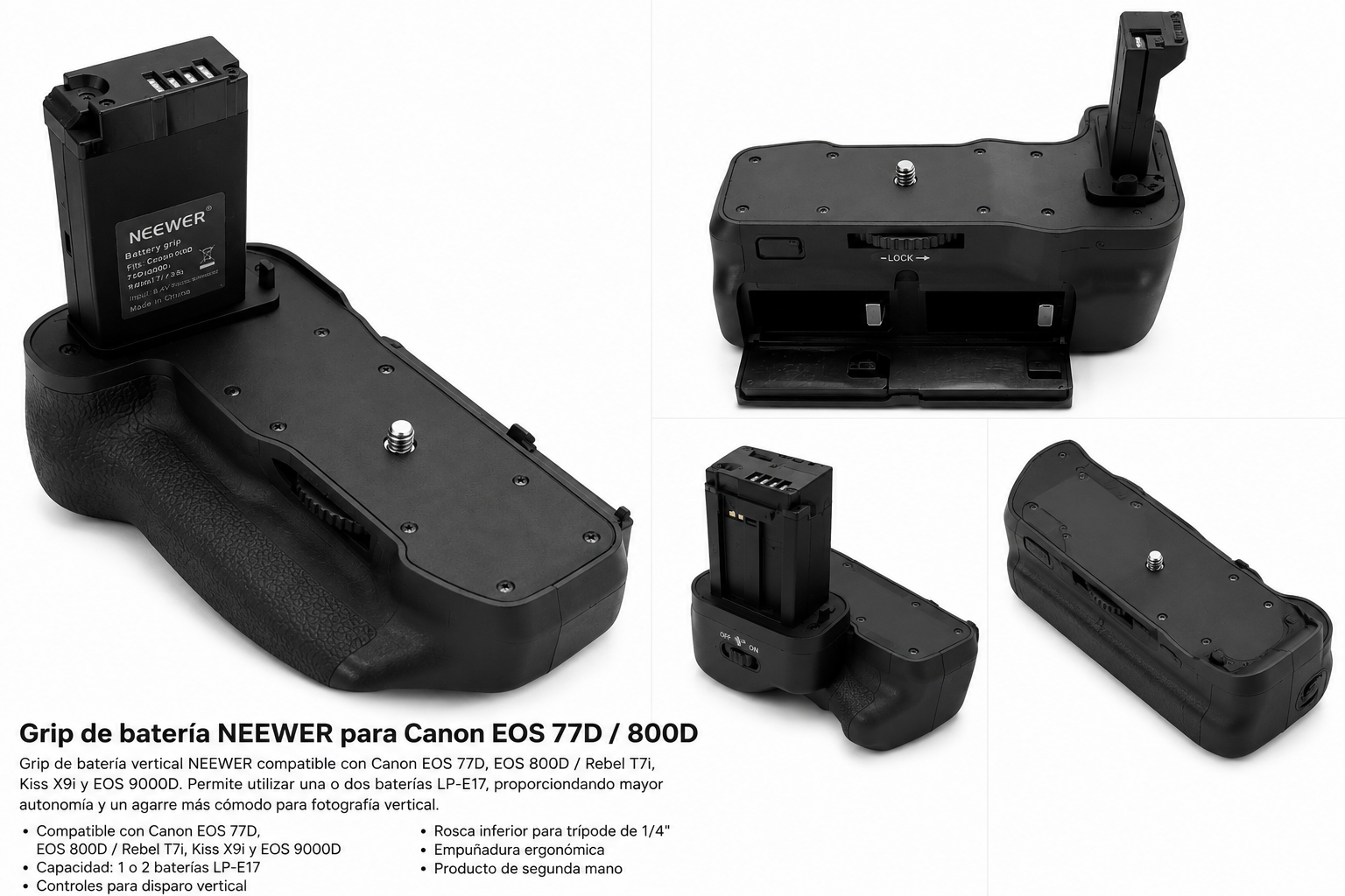 Grip de batería NEEWER para Canon EOS 77D / 800D